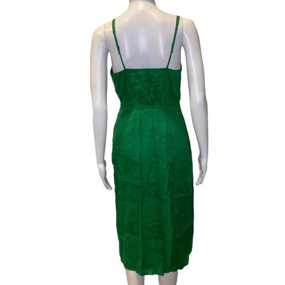 NWT Reiss Emerald Green Esme Linen Tie Side Midi Dress - Sz 2 - Picture 3 of 10